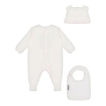 Moschino Set 3 Pezzi Tutina-Cappello-Bavette Panna per Neonato MMY008B PANNA MOSCHINO 
