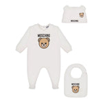 Moschino Set 3 Pezzi Tutina-Cappello-Bavette Panna per Neonato MMY008B PANNA MOSCHINO 
