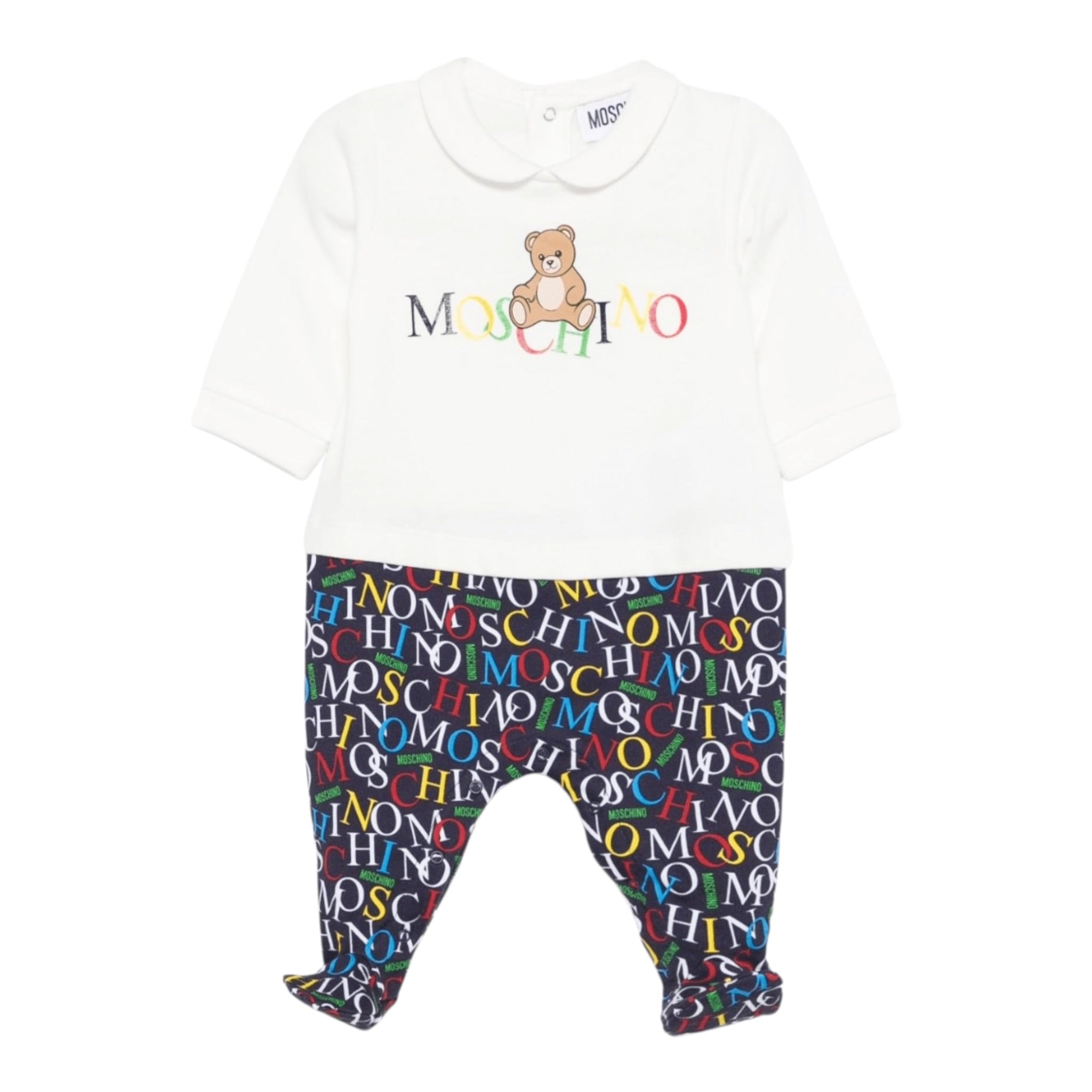 Moschino Tutina Manica Lunga Bicolore Bianco/Blu per Neonato MMY06Z BIANCO/BLU MOSCHINO 