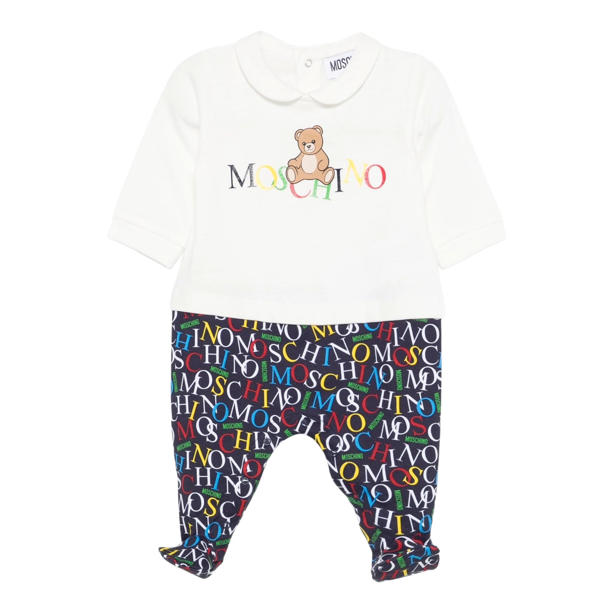 Moschino Tutina Manica Lunga Bicolore Bianco/Blu per Neonato MMY06ZX BIANCO/BLU MOSCHINO 