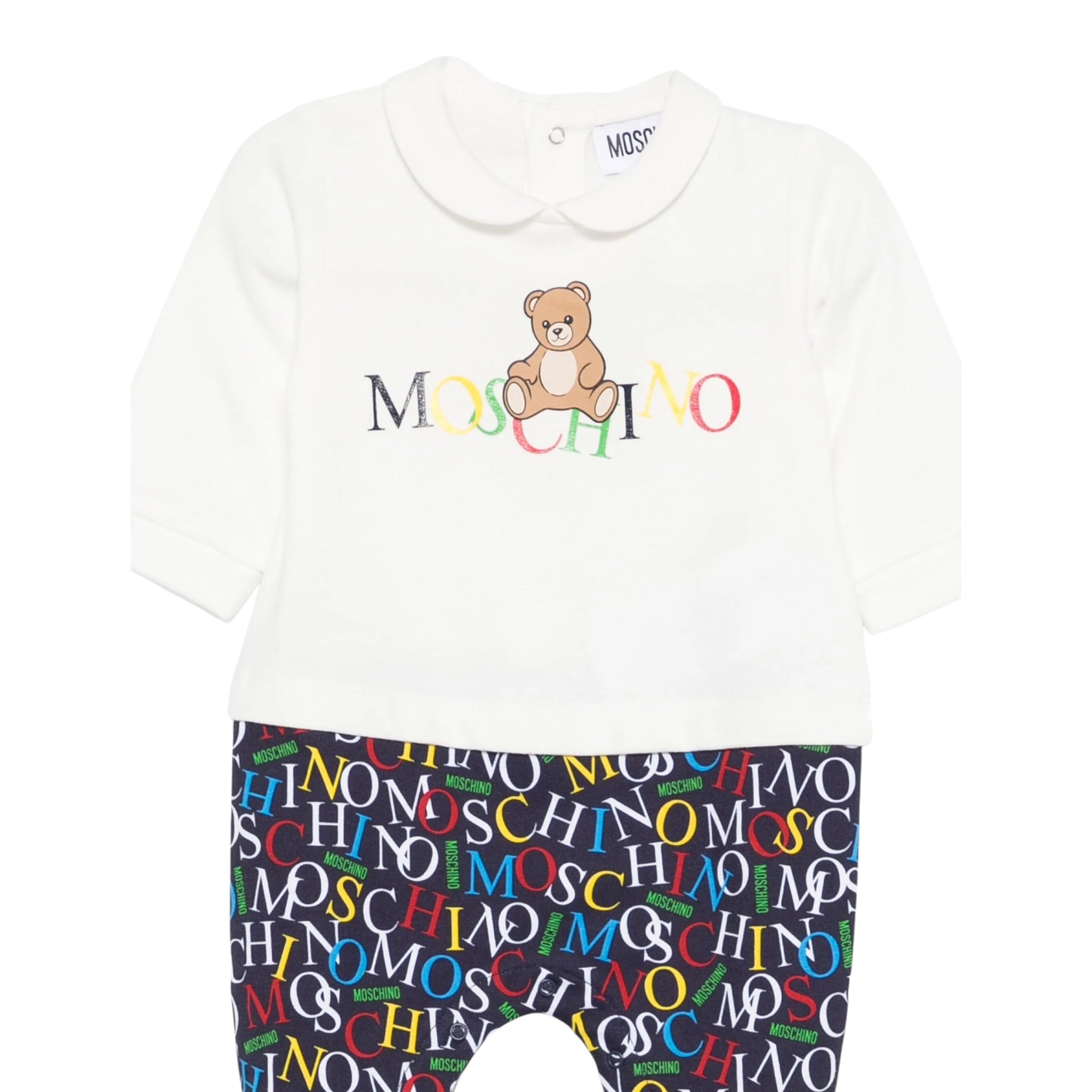 Moschino Tutina Manica Lunga Bicolore Bianco/Blu per Neonato MMY06ZX BIANCO/BLU MOSCHINO 