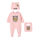 Moschino Set 3 Pezzi Tutina-Cappello-Bavette Rosa per Neonata MMY08BA ROSA MOSCHINO 
