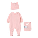 Moschino Set 3 Pezzi Tutina-Cappello-Bavette Rosa per Neonata MMY08BA ROSA MOSCHINO 