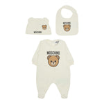 Moschino Set 3 Pezzi Tutina-Cappello-Bavette Beige per Neonato MMY08B BEIGE MOSCHINO 