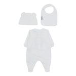 Moschino Set 3 Pezzi Tutina-Cappello-Bavette Bianco per Neonato MMY08B BIANCO MOSCHINO 