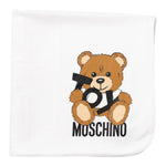 Moschino Coperta tinta unita con Logo Panna per Neonato MNB00F PANNA MOSCHINO 