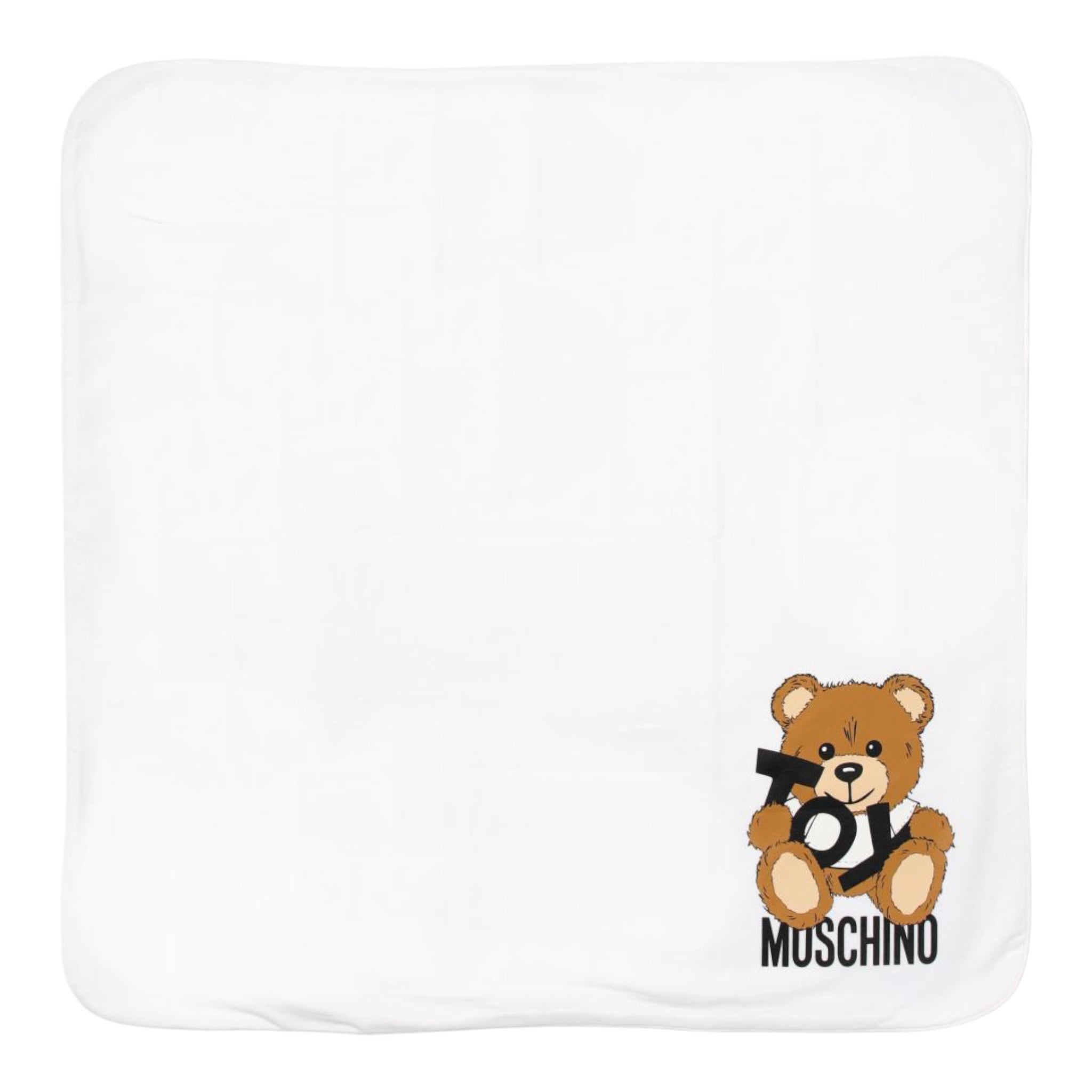 Moschino Coperta tinta unita con Logo Panna per Neonato MNB00F PANNA MOSCHINO 