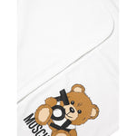 Moschino Coperta tinta unita con Logo Panna per Neonato MNB00F PANNA MOSCHINO 