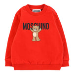 Moschino Felpa Chiusa Girocollo tinta unita con Stampa Rosso per Neonato MNF060 ROSSO MOSCHINO 