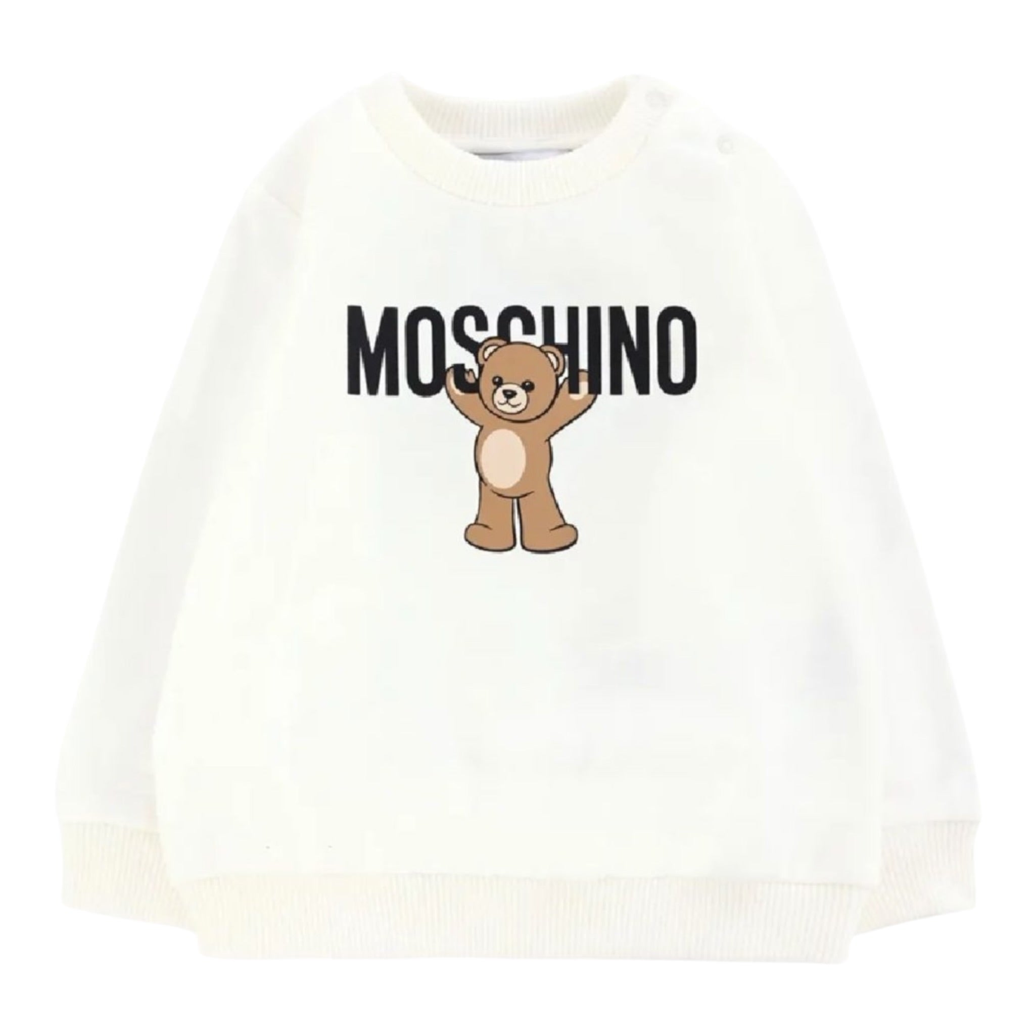 Moschino Felpa Chiusa Girocollo tinta unita con Stampa Bianco per Neonata MNF060XXX BIANCO MOSCHINO 