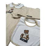 Moschino Tutina Manica Lunga con Cappello E Bavetta Beige per Neonato MNY08B BEIGE MOSCHINO 