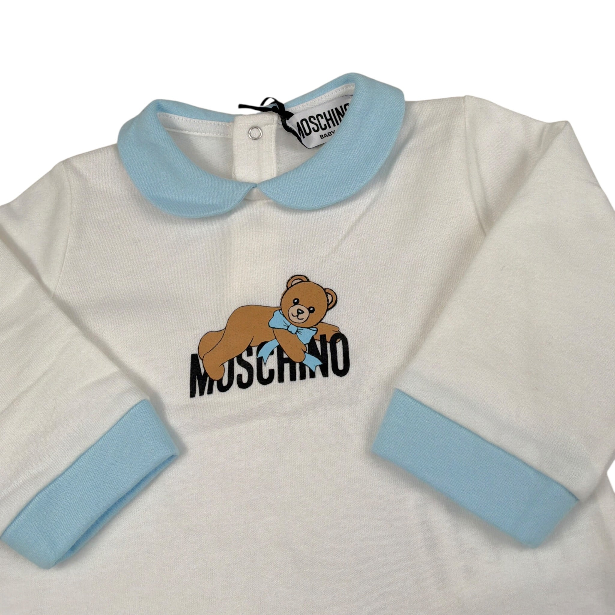 Moschino Tutina Bicolore con Stampa Bianco/Azzurro per Neonato MP0Y06Z BIANCO/AZZURRO MOSCHINO 