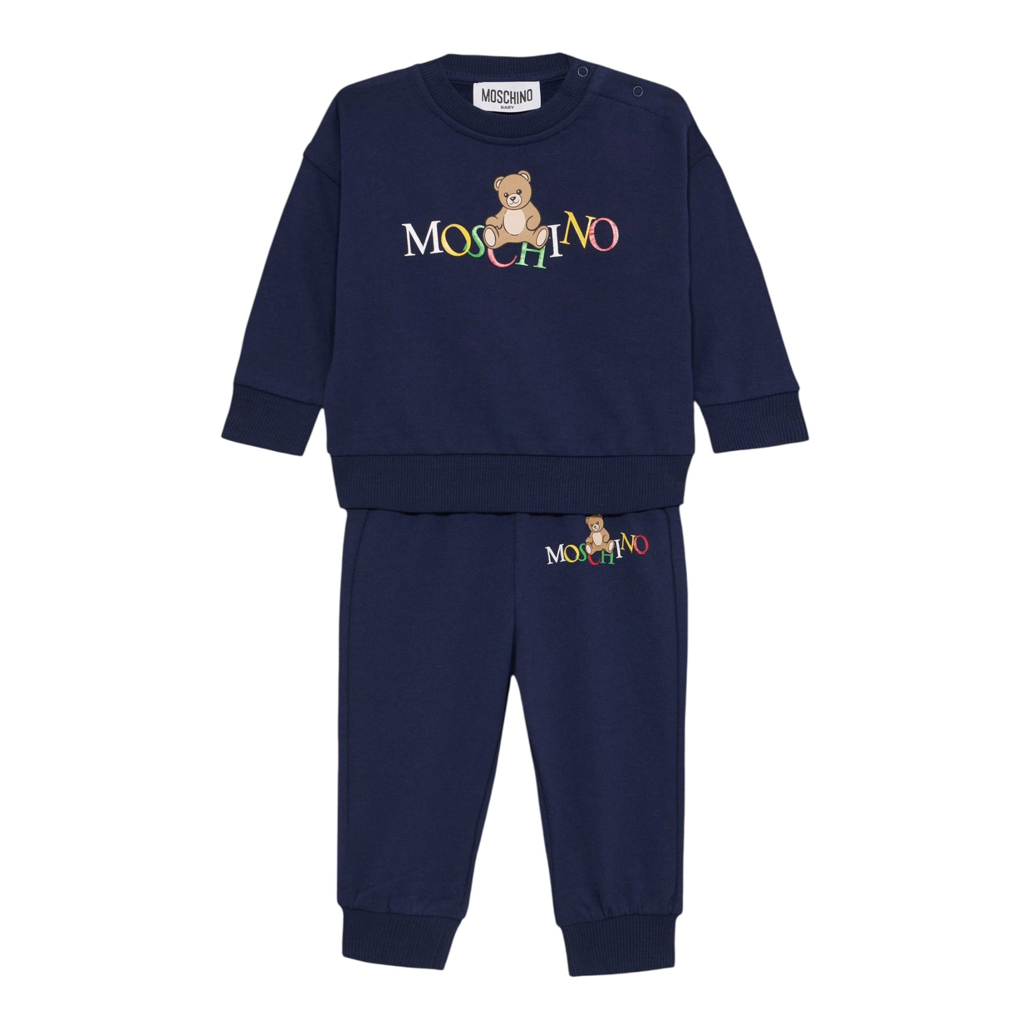Moschino Completo 2 Pezzi Felpa-Pantalone tinta unita Blu per Neonato MRK039N BLU MOSCHINO 
