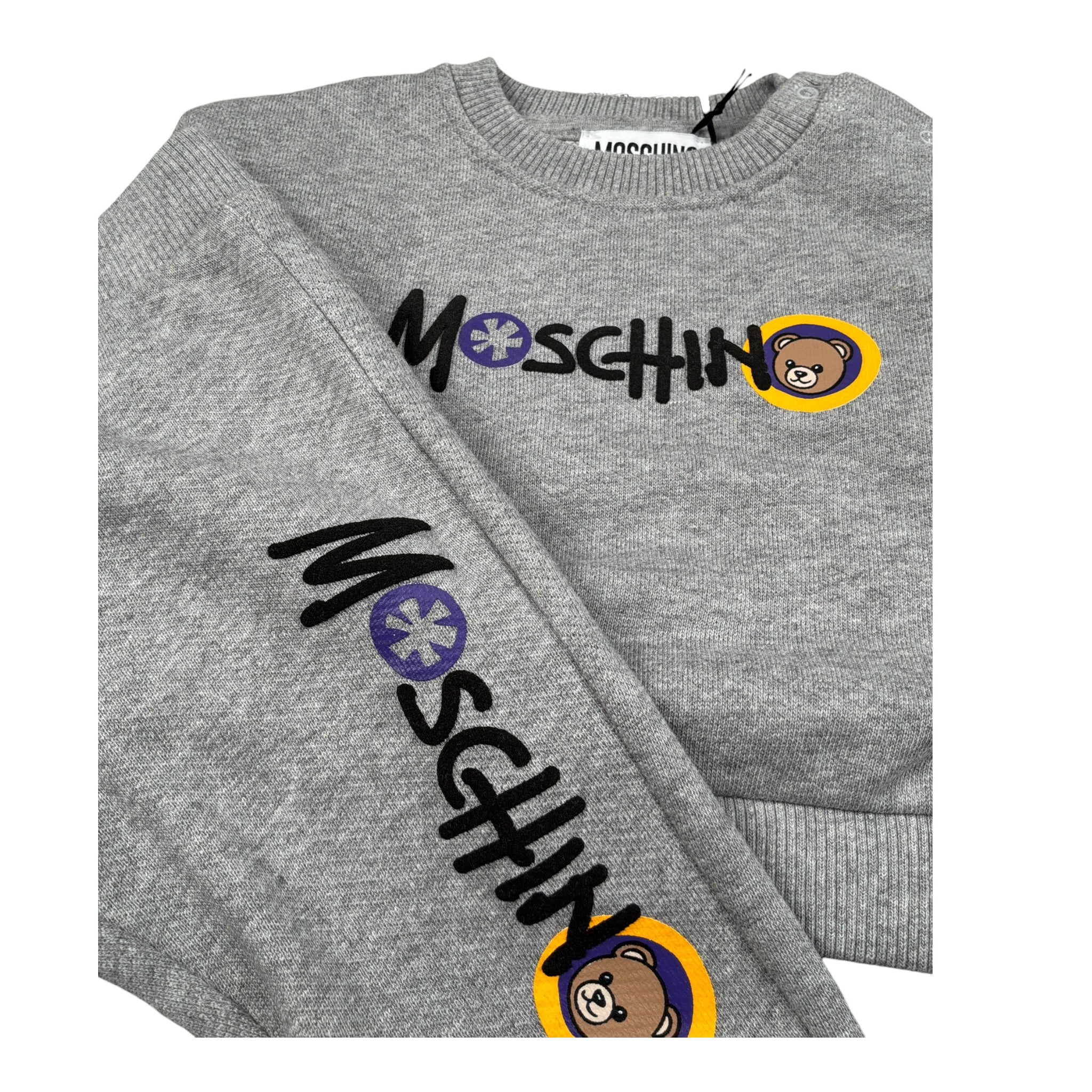 Moschino Complwto 2 Pezzi Felpa-Pantalone tinta unita Grigio per Neonato MTK039 GRIGIO MOSCHINO 