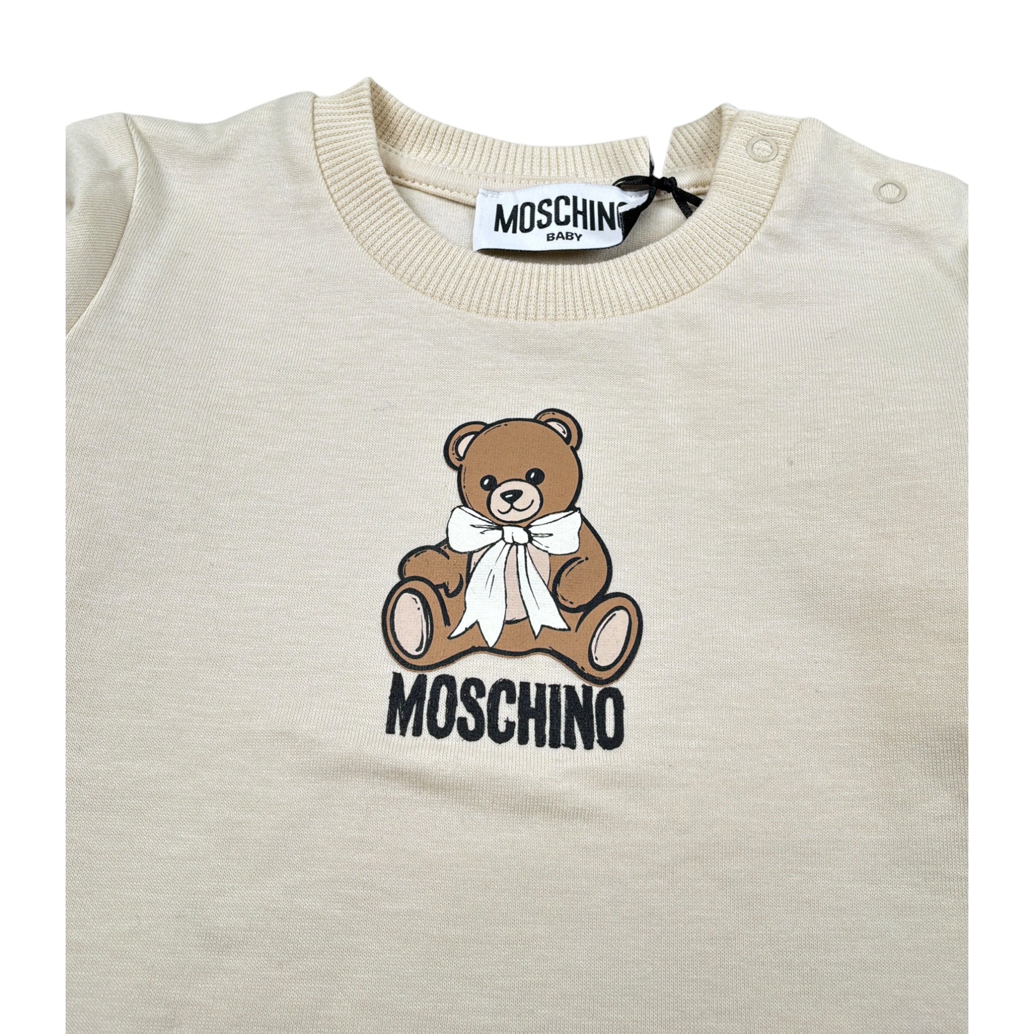 Moschino Shirt Girocollo tinta unita con Stampa Beige per Neonato MTO014 BEIGE MOSCHINO 
