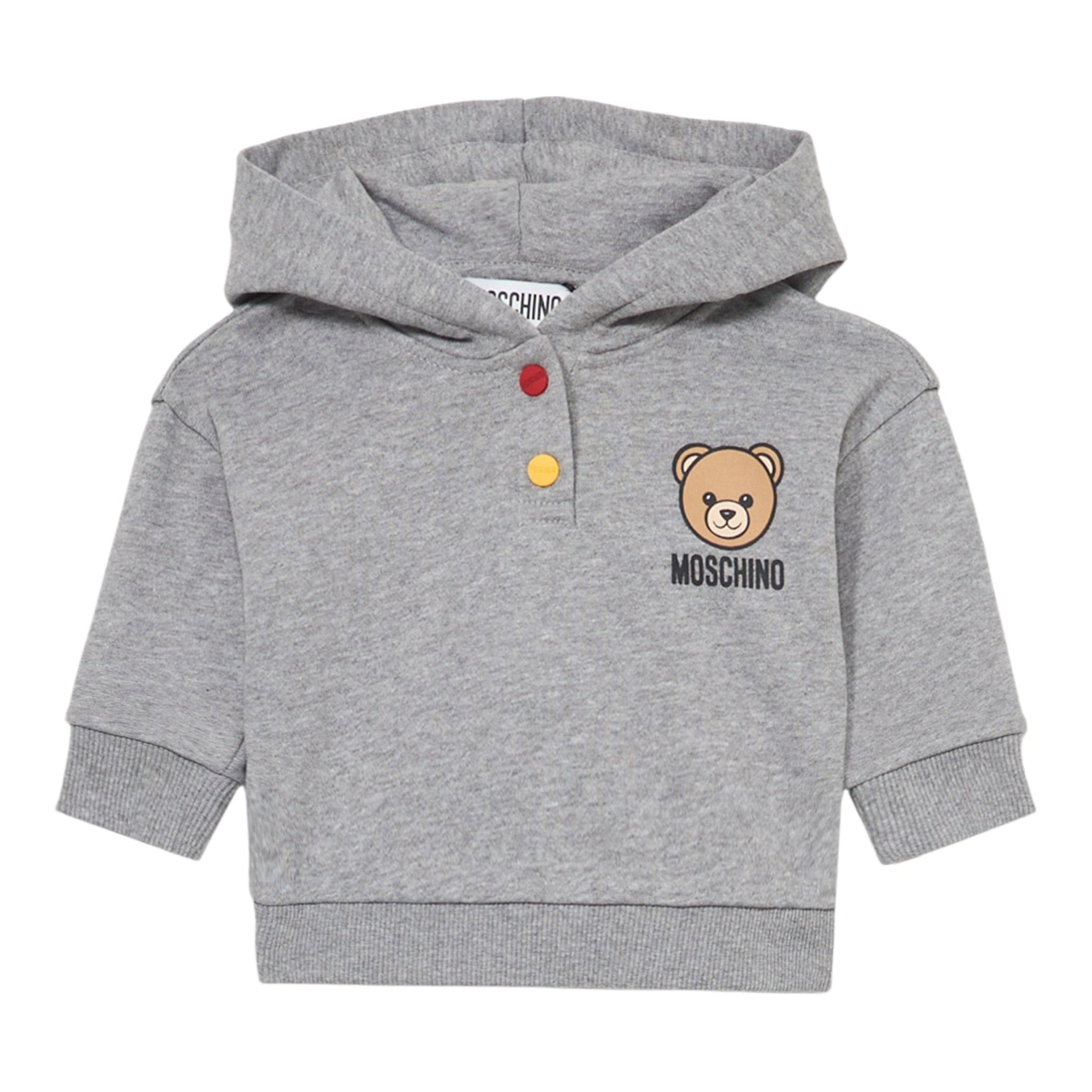 Moschino Felpa Chiusa Tinta Nita con Cappuccio E Logo Grigio per Neonato MUF05Z GRIGIO MOSCHINO 