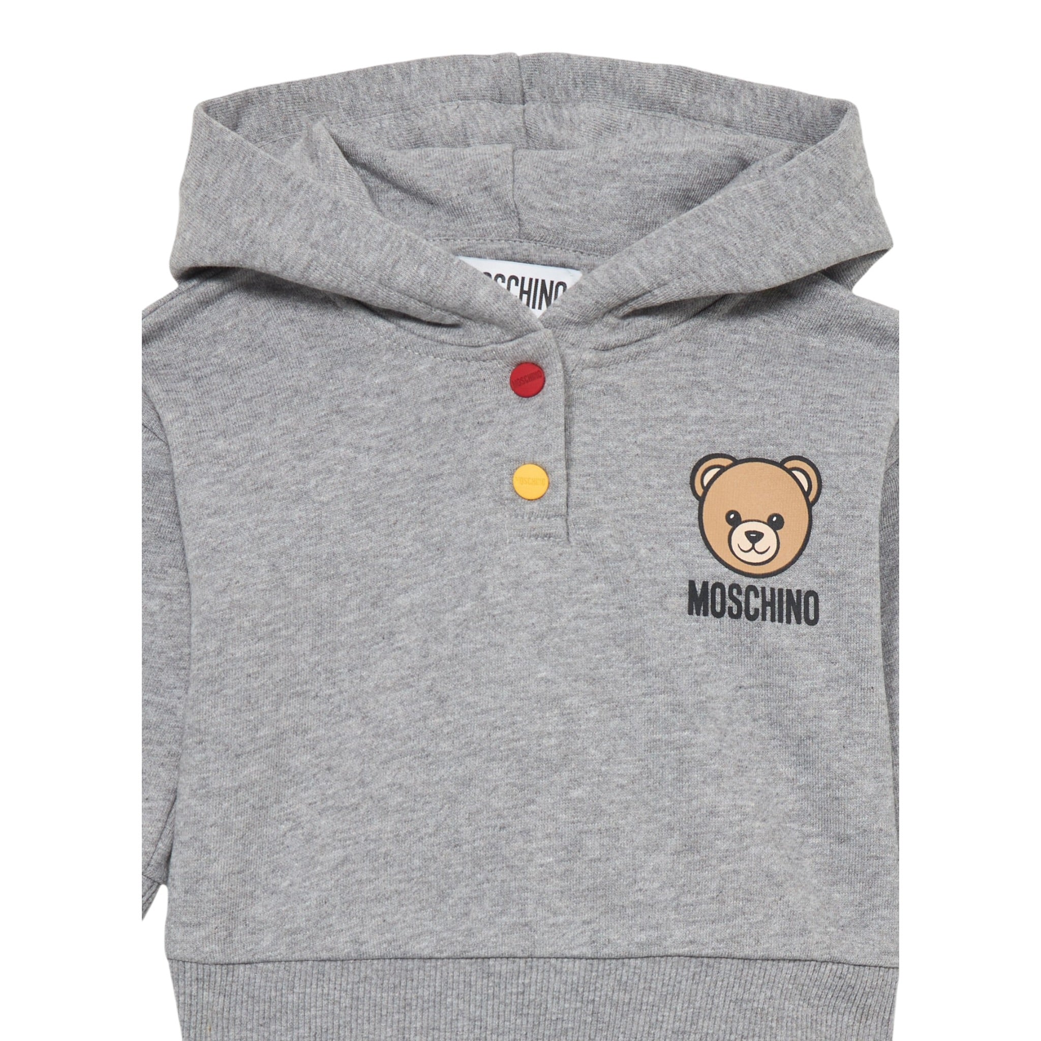 Moschino Felpa Chiusa Tinta Nita con Cappuccio E Logo Grigio per Neonato MUF05Z GRIGIO MOSCHINO 