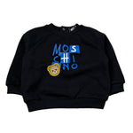 Moschino Felpa Chiusa Girocollo tinta unita con Logo Nero per Neonato MUF06E NERO MOSCHINO 