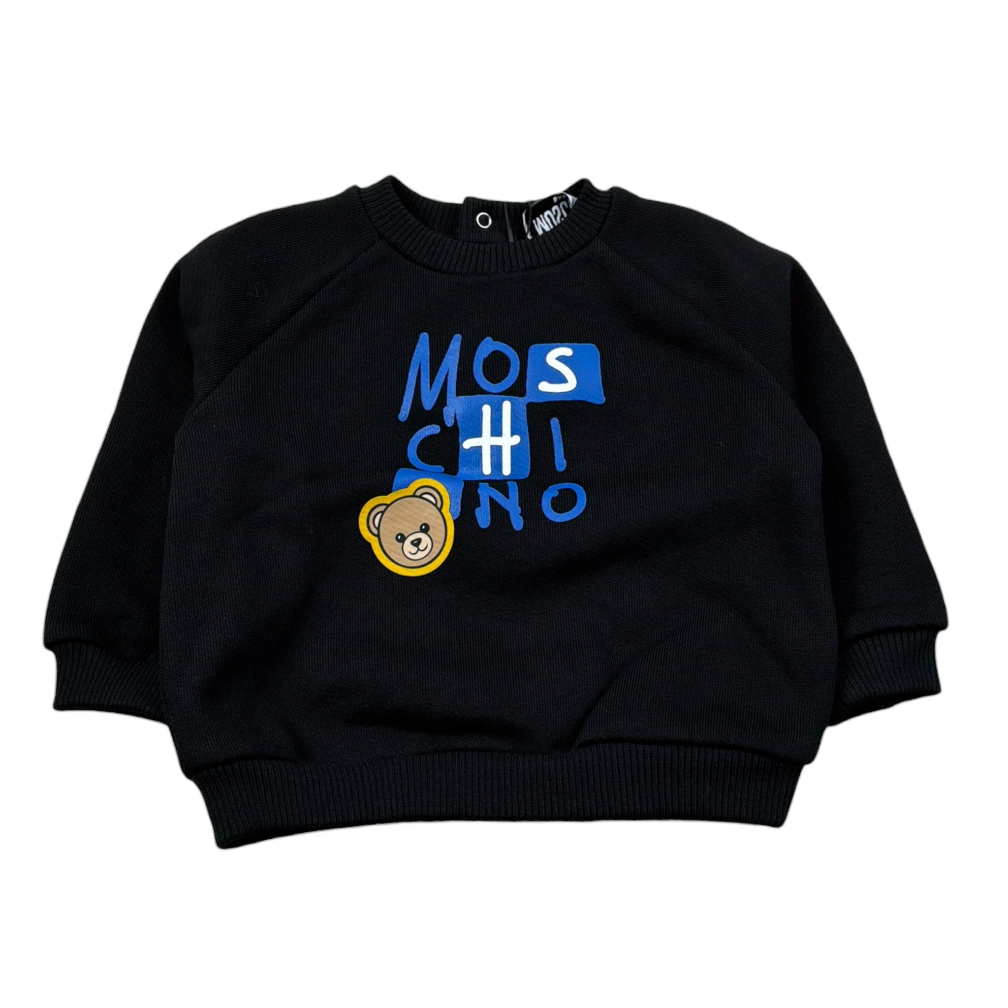 Moschino Felpa Chiusa Girocollo tinta unita con Logo Nero per Neonato MUF06E NERO MOSCHINO 