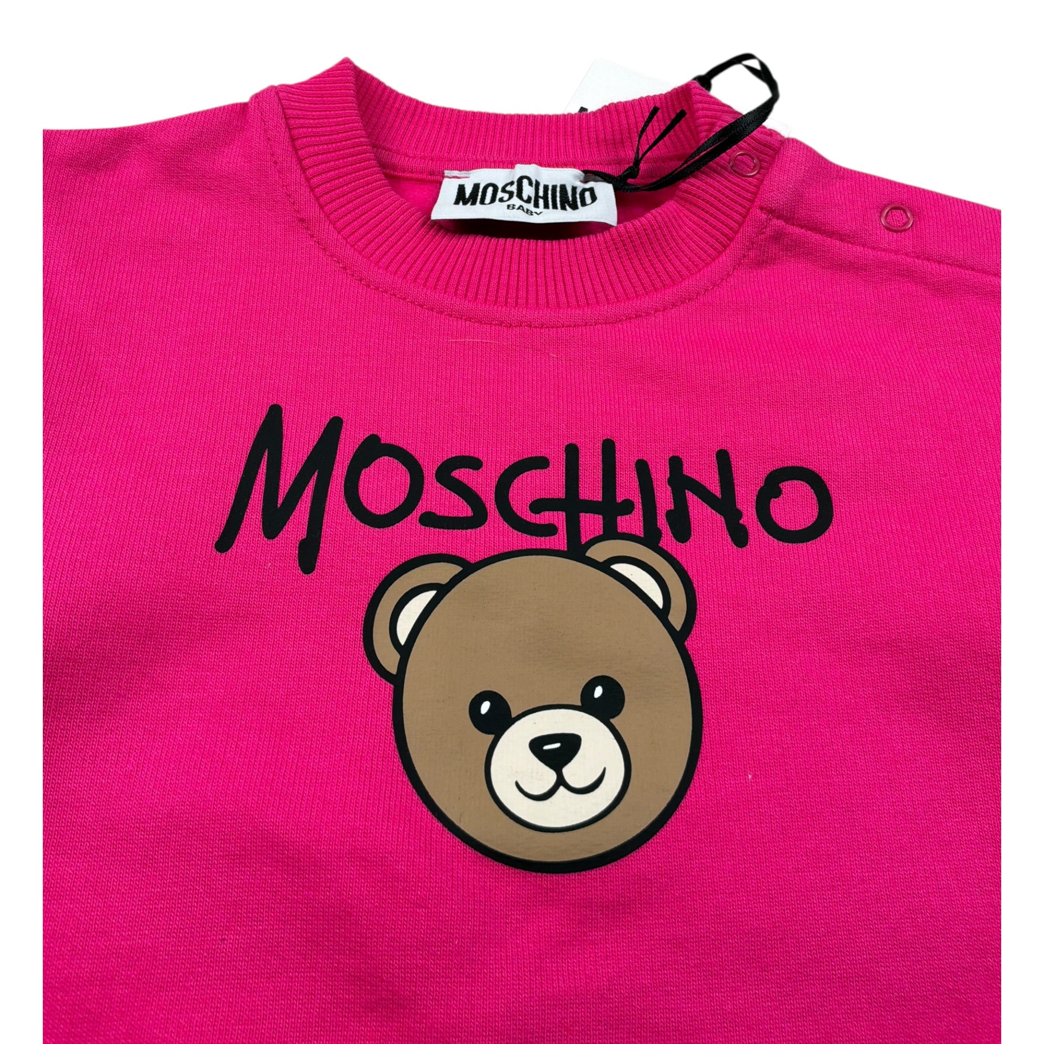 Moschino Felpa Chiusa Girocollo tinta unita Fuxia per Neonata MUF06H FUXIA MOSCHINO 