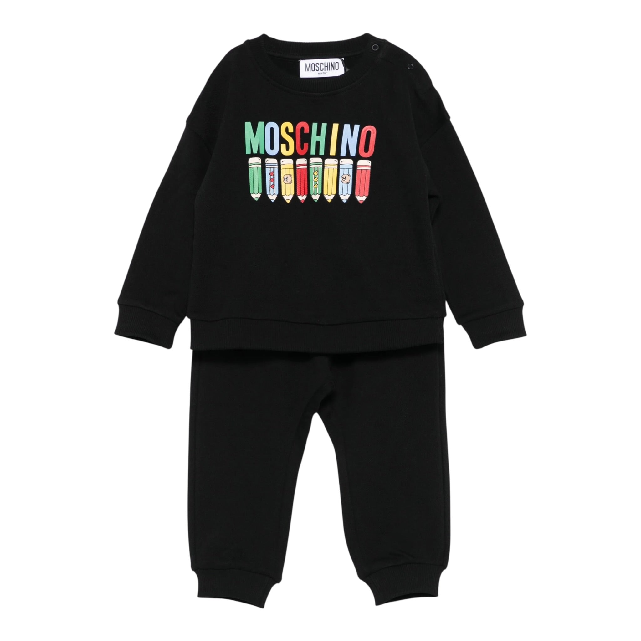 Moschino Completo 2 Pezzi Felpa-Pantalone tinta unita Nero per Neonato MUK05F NERO MOSCHINO 