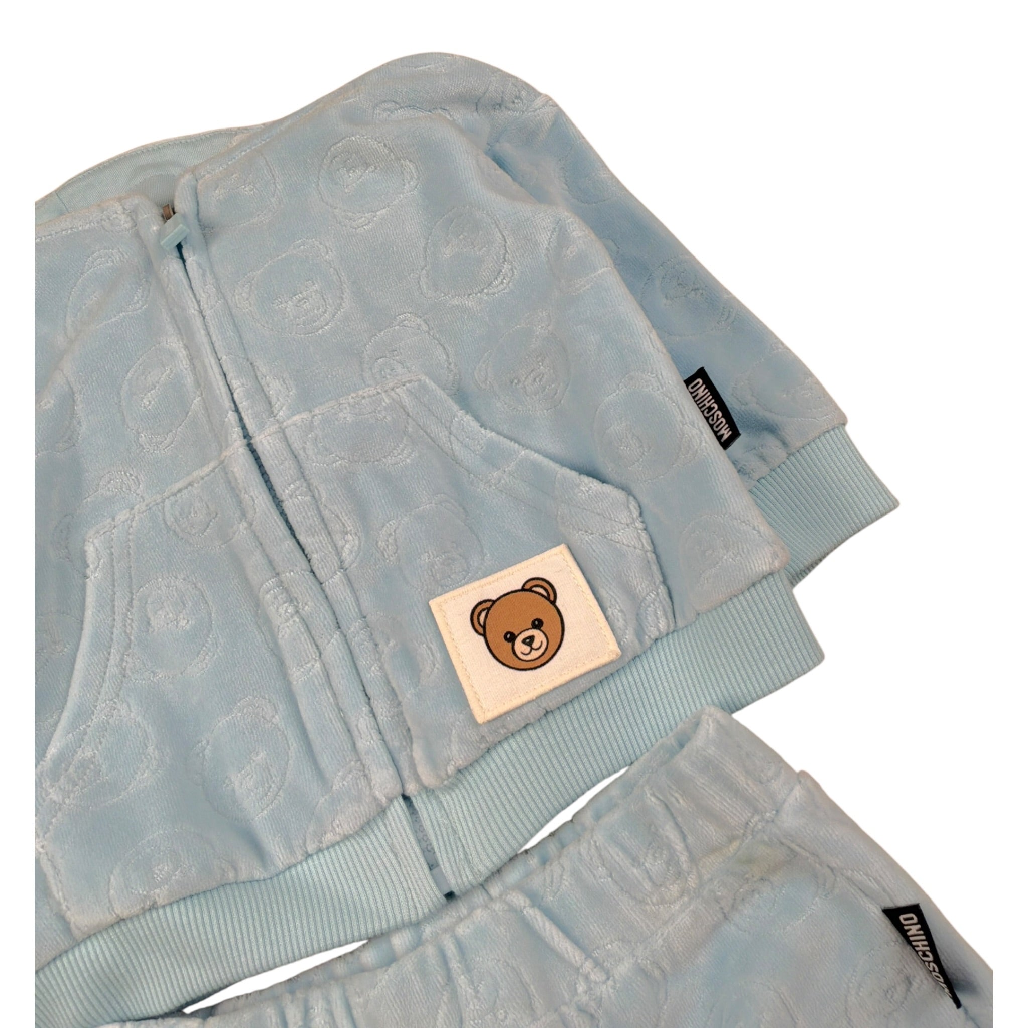 Moschino Completo 2Pz Felpa-Pantalone In Ciniglia Azzurro per Neonato MUK05R AZZURRO MOSCHINO 
