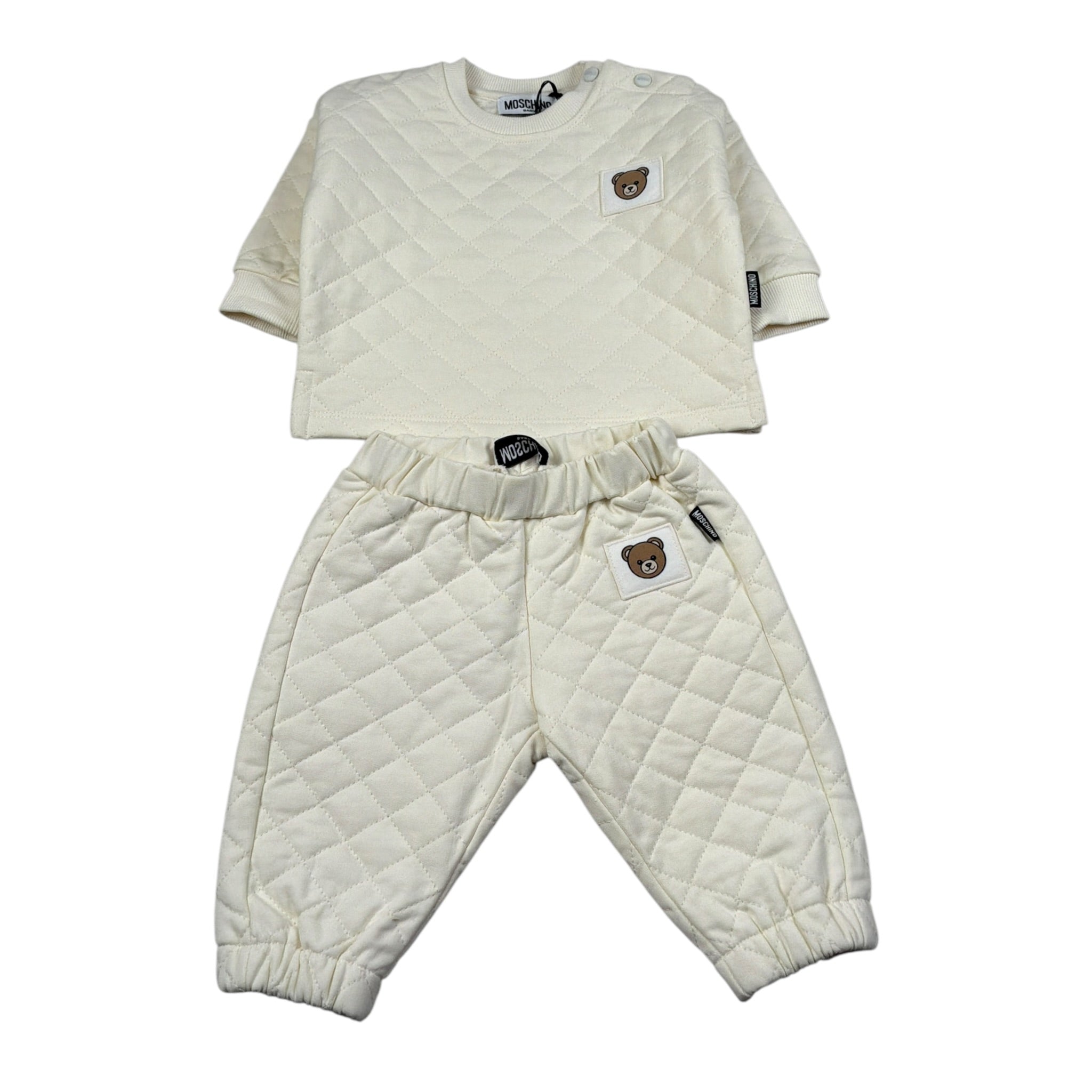 Moschino Completo 2 Pezzi Felpa-Pantalone Panna per Neonato MUK05U PANNA MOSCHINO 