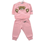 Moschino Completo 2Pz Felpa-Pantalone tinta unita con Stampa Rosa per Neonata MUK05V ROSA MOSCHINO 