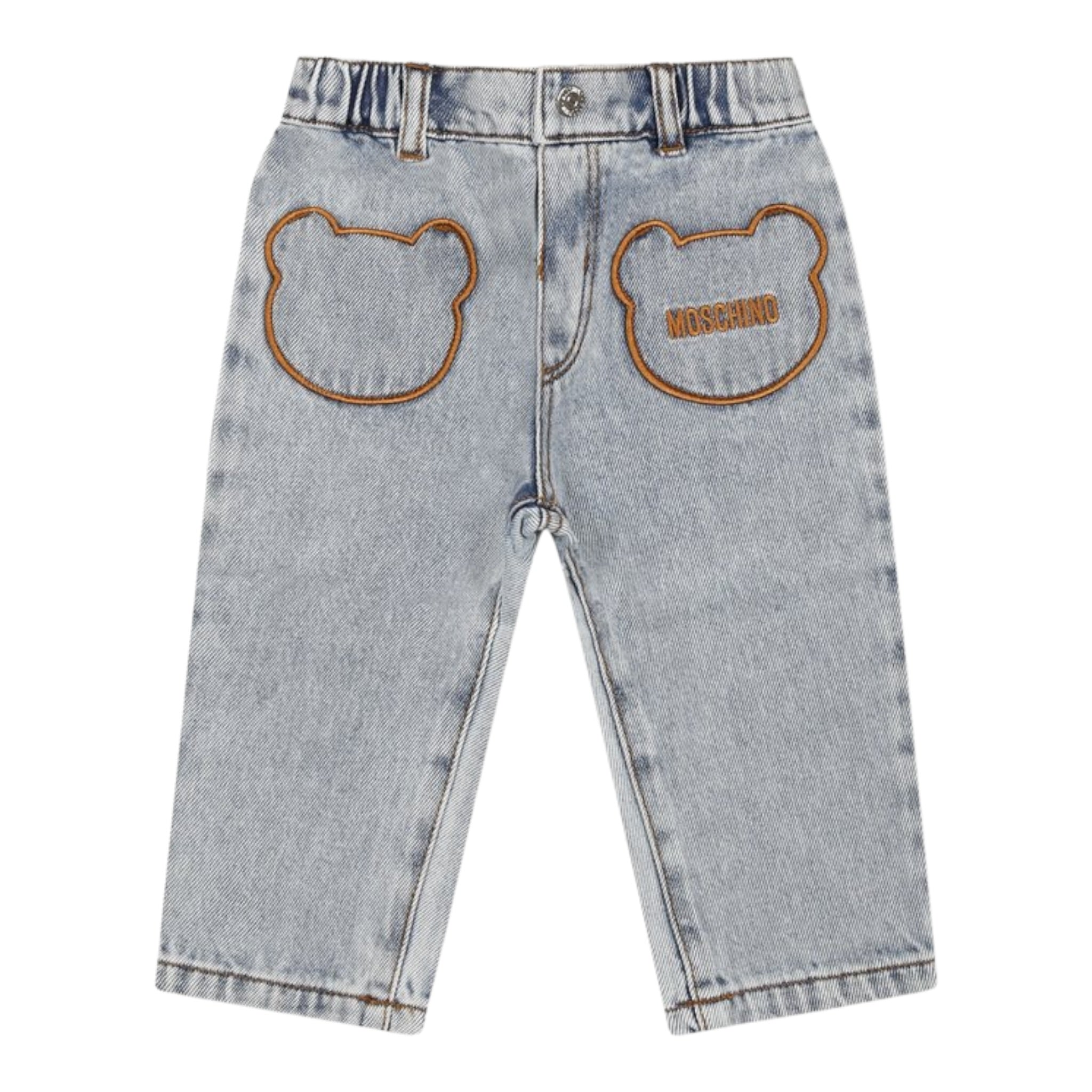 Moschino Jeans tinta unita con Elastico In Vita Azzurro per Neonato MUP05A AZZURRO MOSCHINO 