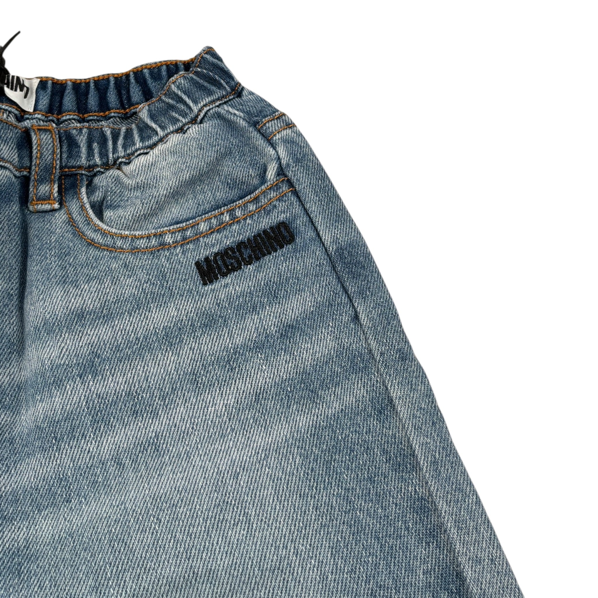 Moschino Jeans tinta unita con Elastico In Vita Azzurro per Bambino MUP05HJX AZZURRO MOSCHINO 