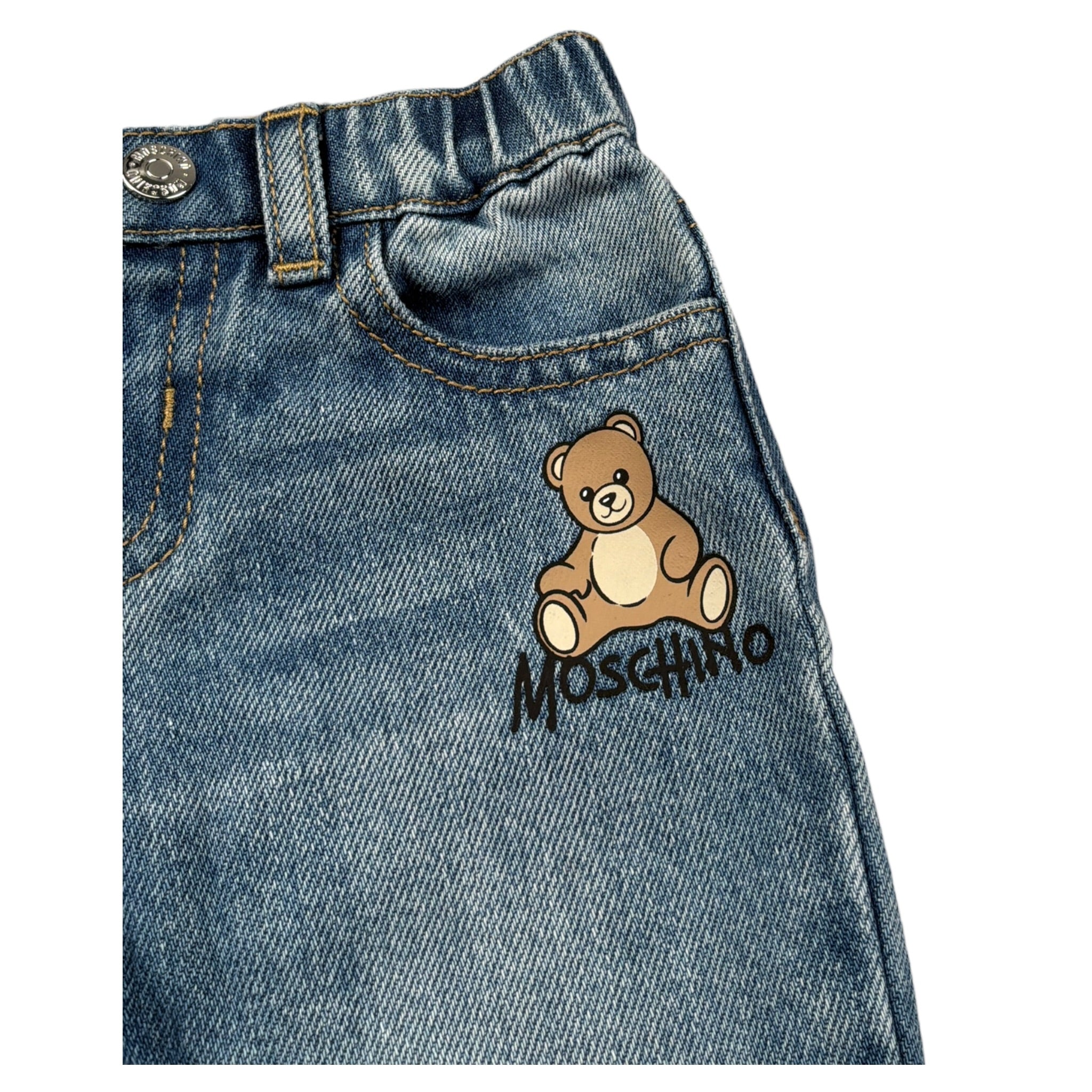Moschino Jeans tinta unita con Elastico In Vita Azzurro per Neonato MUP05Z AZZURRO MOSCHINO 