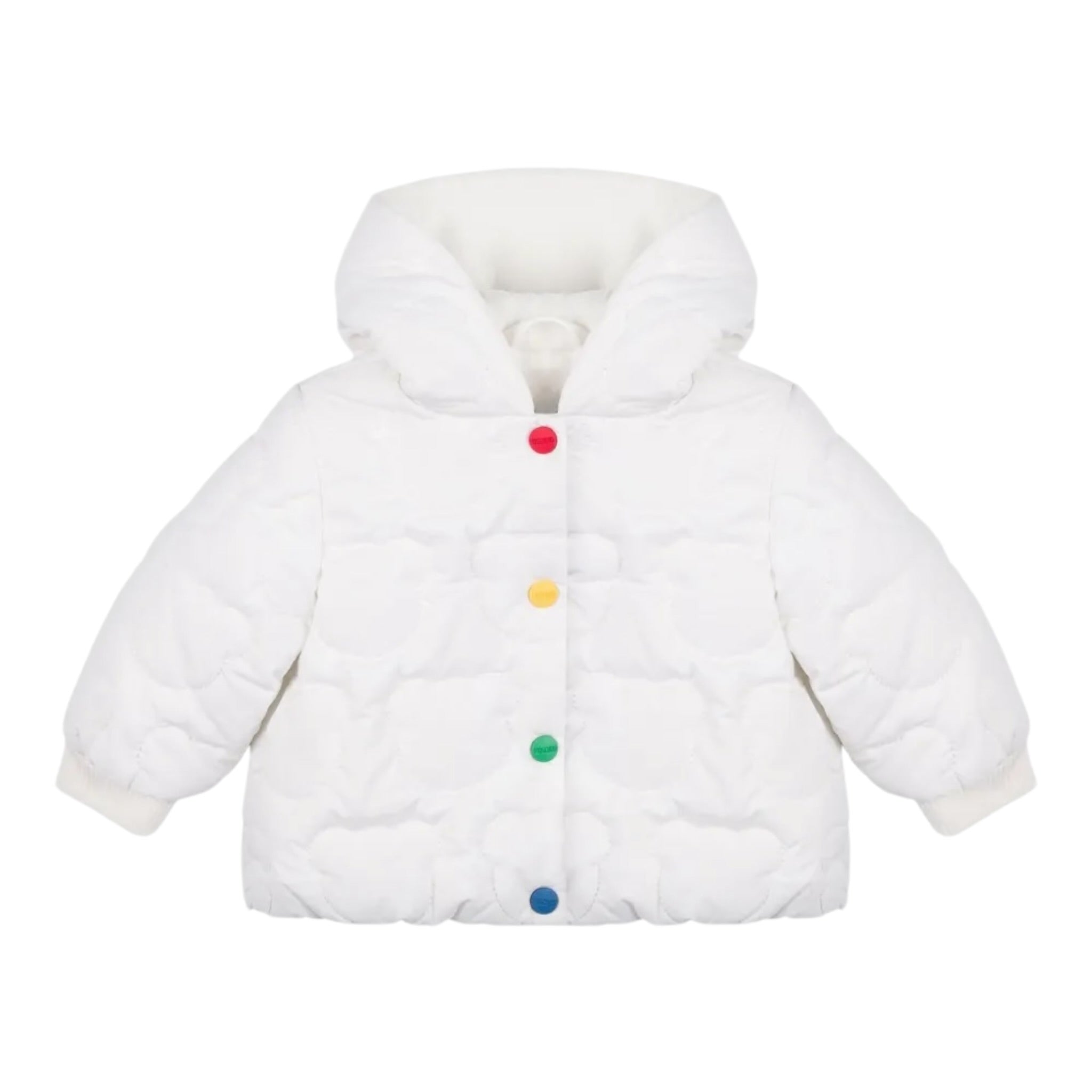Moschino Giubbino tinta unita con Cappuccio E Bottoni Bianco per Neonato MUS030 BIANCO MOSCHINO 