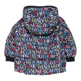 Moschino Giubbino tinta unita con Cappuccio Stampe Logo Blu per Neonato MUS031 BLU MOSCHINO 