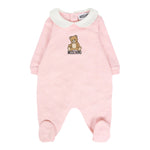 Moschino Tutina Manica Lunga tinta unita con Logo Rosa per Neonata MUT04IA ROSA MOSCHINO 