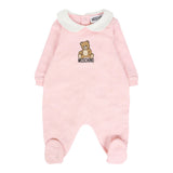 Moschino Tutina Manica Lunga tinta unita con Logo Rosa per Neonata MUT04IA ROSA MOSCHINO 