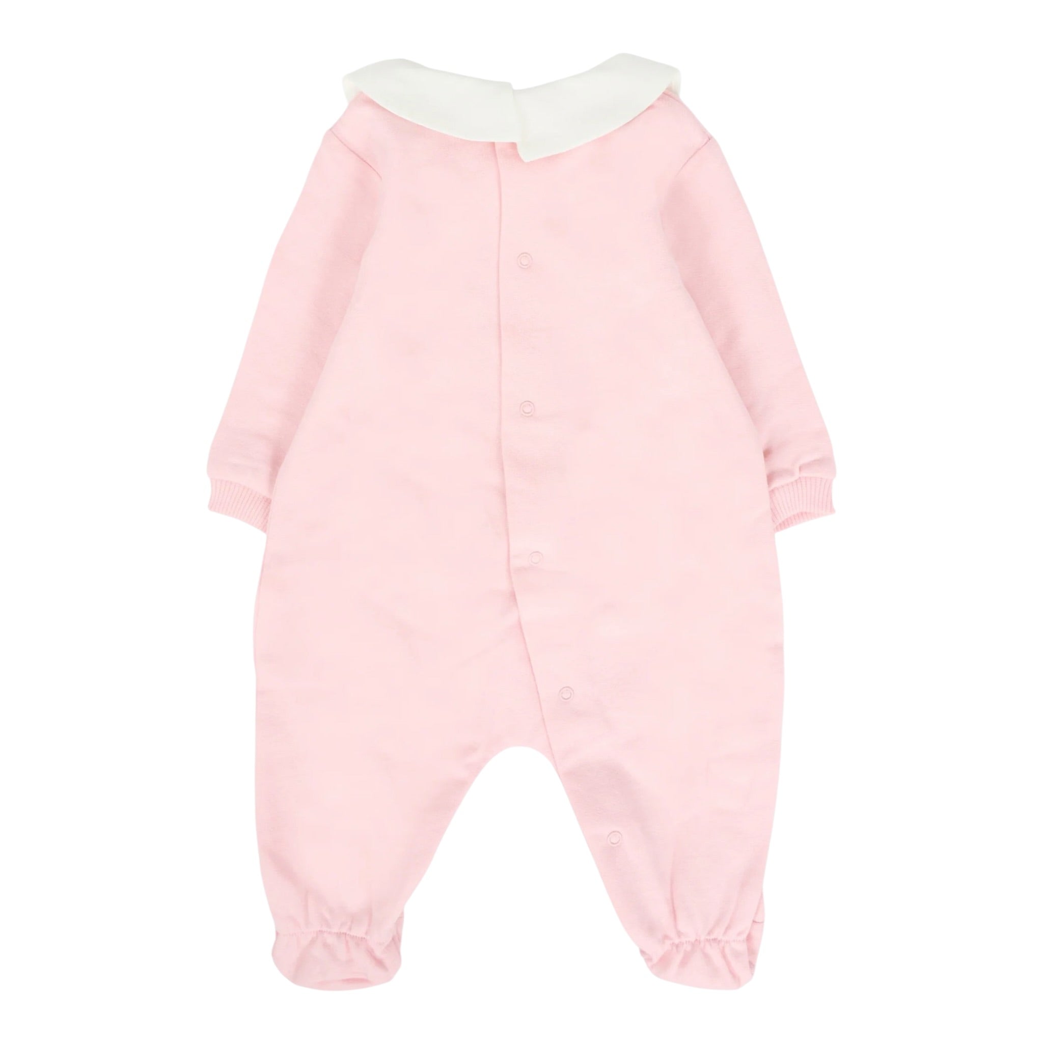 Moschino Tutina Manica Lunga tinta unita con Logo Rosa per Neonata MUT04IA ROSA MOSCHINO 