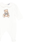 Moschino Tutina Manica Lunga tinta unita con Logo Bianco per Neonato MUT04I BIANCO MOSCHINO 