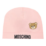 Moschino Cappello tinta unita con Logo Rosa per Neonata MUX05A ROSA MOSCHINO 