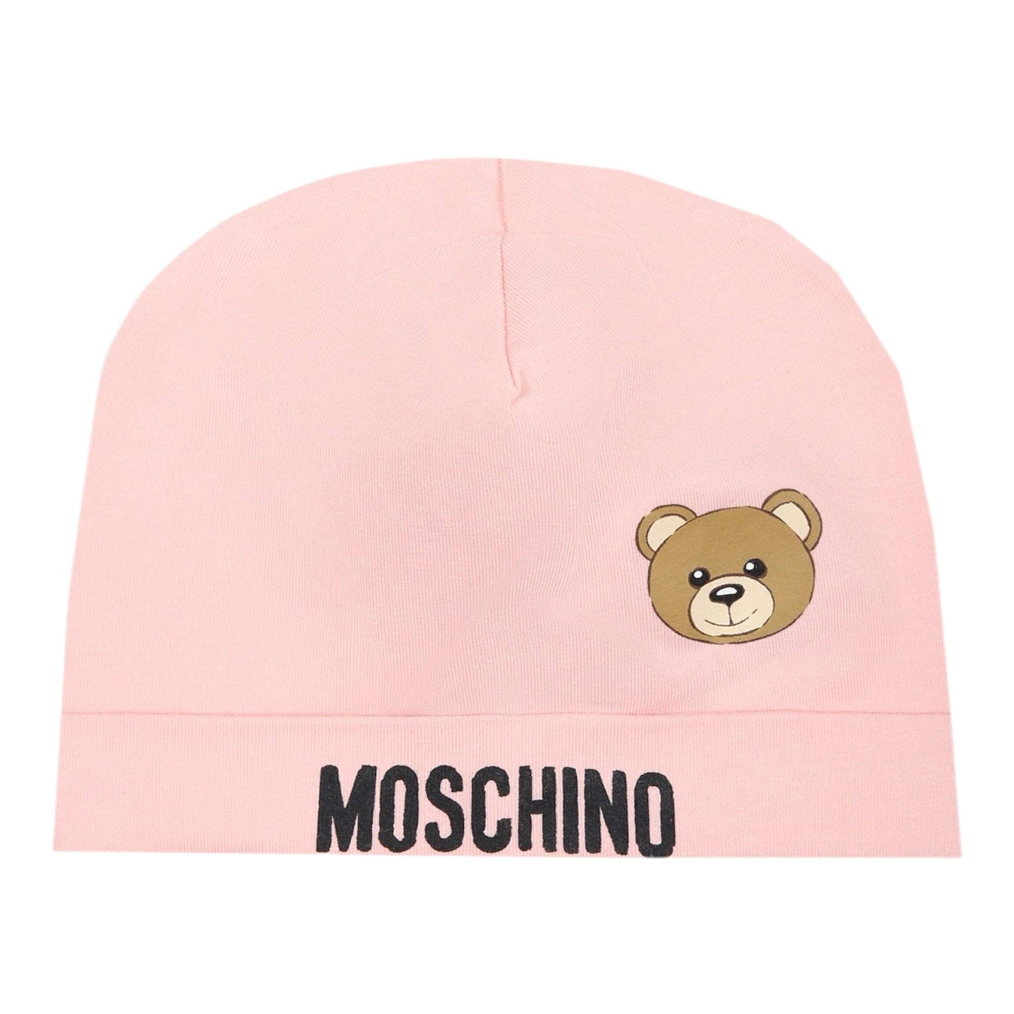 Moschino Cappello tinta unita con Logo Rosa per Neonata MUX05A ROSA MOSCHINO 