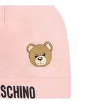 Moschino Cappello tinta unita con Logo Rosa per Neonata MUX05A ROSA MOSCHINO 