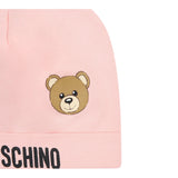Moschino Cappello tinta unita con Logo Rosa per Neonata MUX05A ROSA MOSCHINO 