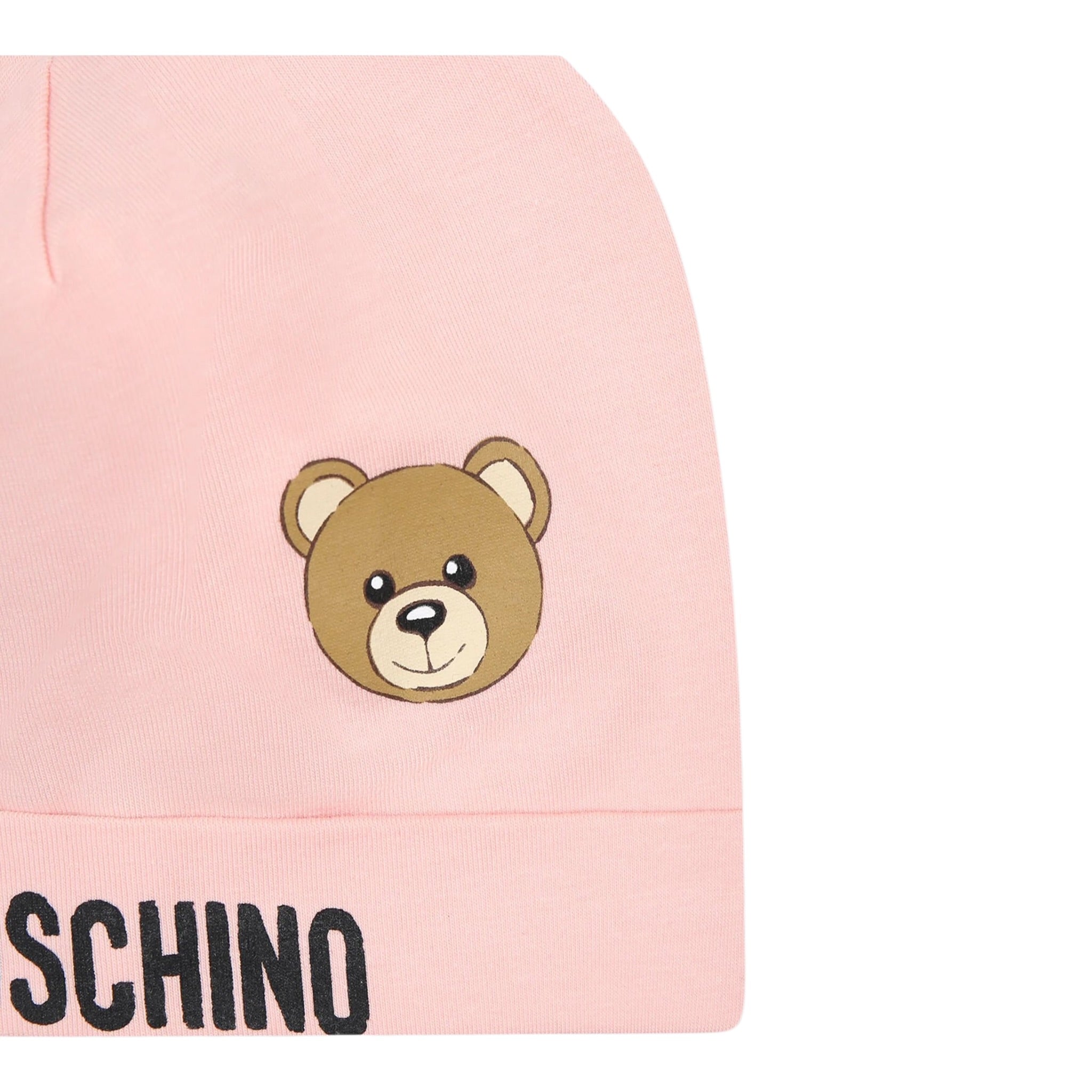 Moschino Cappello tinta unita con Logo Rosa per Neonata MUX05A ROSA MOSCHINO 