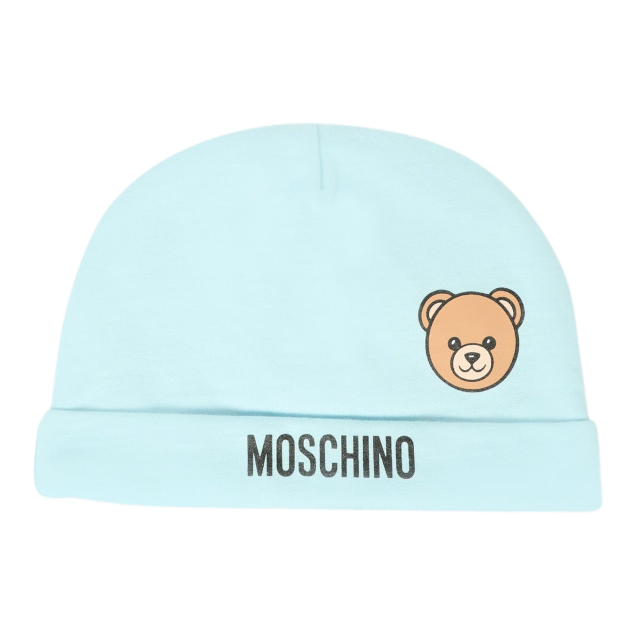 Moschino Cappello tinta unita con Logo Azzurro per Neonato MUX05L AZZURRO MOSCHINO 