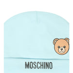 Moschino Cappello tinta unita con Logo Azzurro per Neonato MUX05L AZZURRO MOSCHINO 