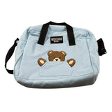 Moschino Borsone tinta unita con Orso con Coperta Azzurro per Neonato MUX062 AZZURRO MOSCHINO 