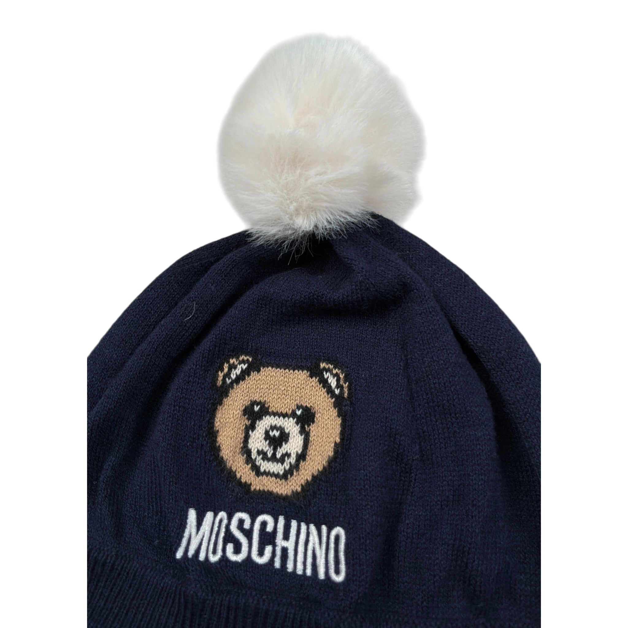 Moschino Cappello tinta unita con Logo Blu per Neonato MUX064 BLU MOSCHINO 