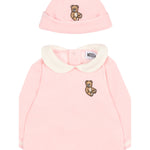 Moschino Tutina Manica Lunga tinta unita con Cappello Rosa per Neonata MUY08H ROSA MOSCHINO 