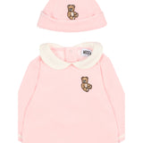 Moschino Tutina Manica Lunga tinta unita con Cappello Rosa per Neonata MUY08H ROSA MOSCHINO 