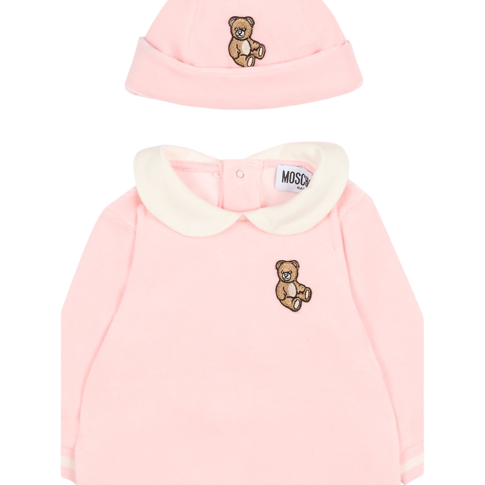Moschino Tutina Manica Lunga tinta unita con Cappello Rosa per Neonata MUY08H ROSA MOSCHINO 