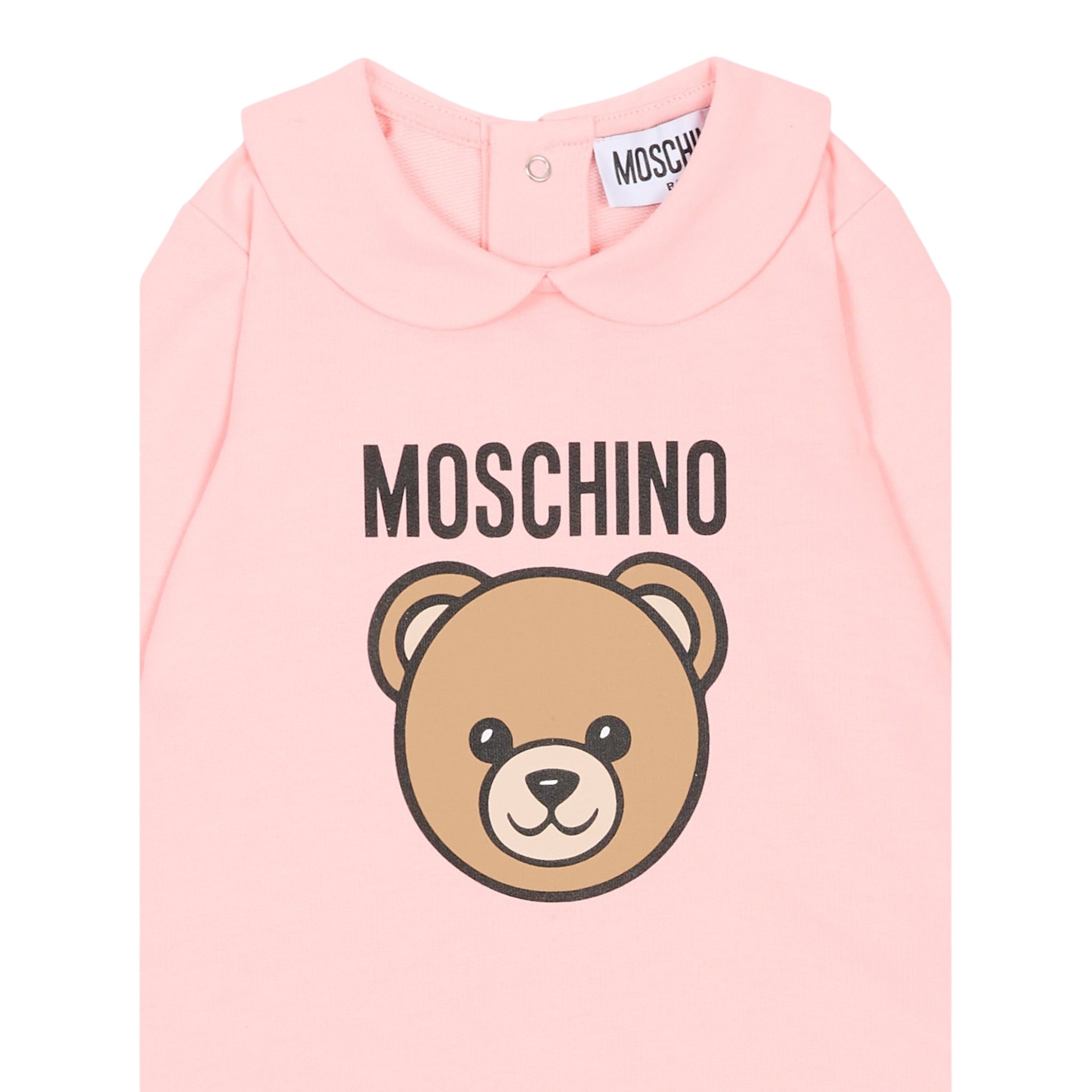Moschino Tutina Manica Lunga tinta unita con Logo Rosa per Neonata MUY08JAXX ROSA MOSCHINO 
